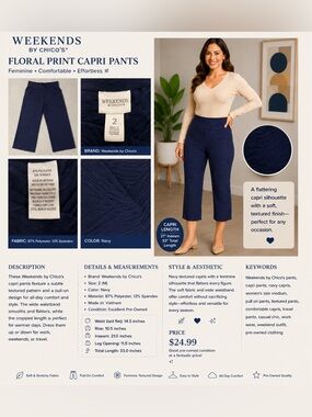 Chico's Navy Textured Cropped Leggings for Kids